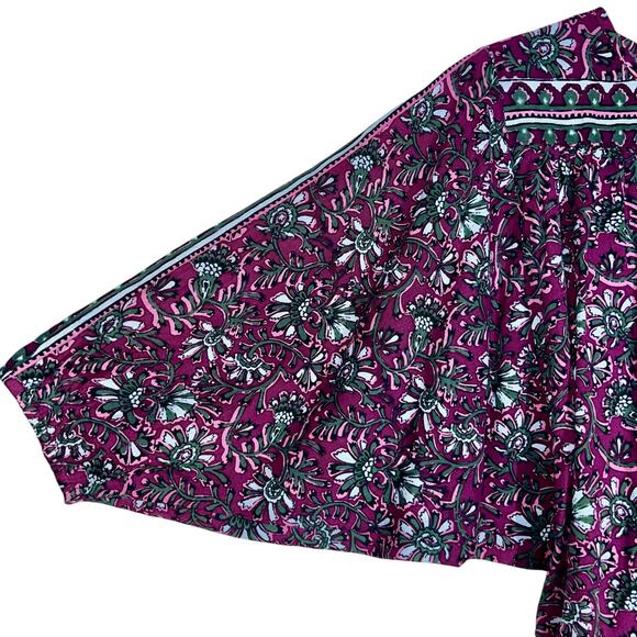 OMIKA Blouse M Floral Boho Dolman Sleeve Linen - Picture 5 of 13